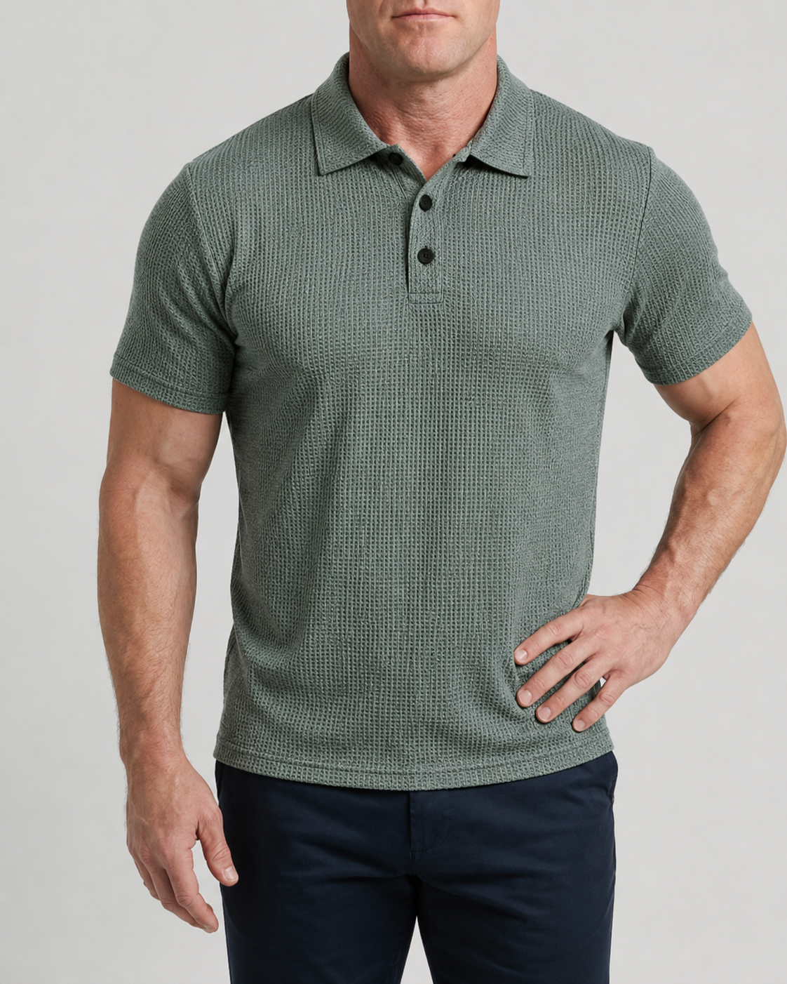 LuxeKnit™ Men’s Ice Silk Mesh Polo Shirt - Olive Green - Bellkmart