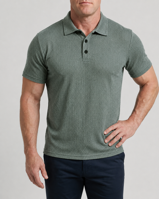 LuxeKnit™ Men’s Ice Silk Mesh Polo Shirt - Olive Green