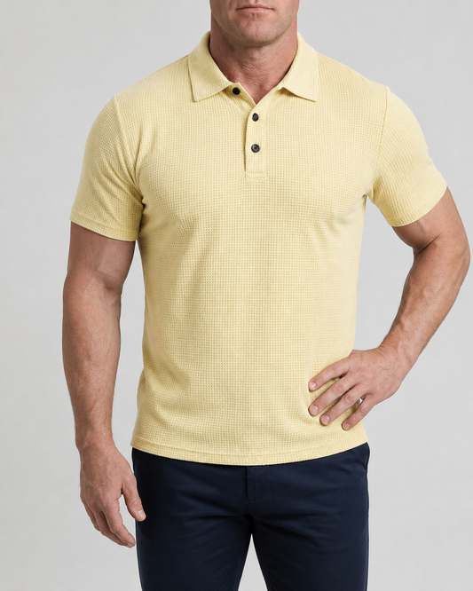 LuxeKnit™ Men’s Ice Silk Mesh Polo Shirt - Beige