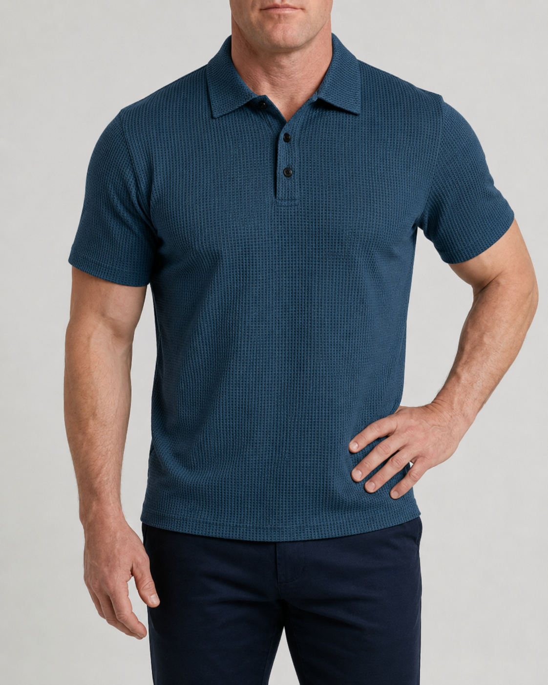 LuxeKnit™ Men’s Ice Silk Mesh Polo Shirt - Blue - Bellkmart