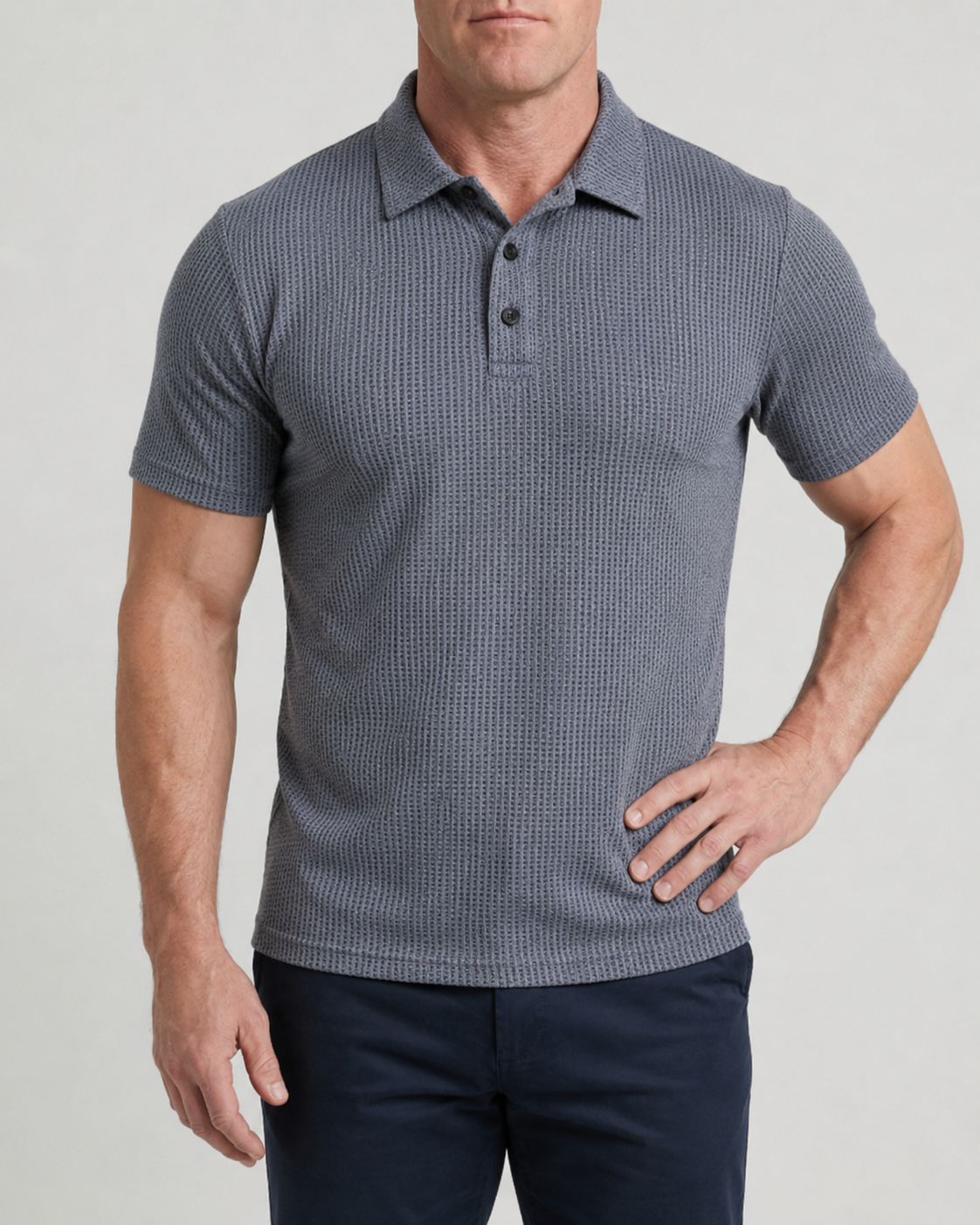 LuxeKnit™ Men’s Ice Silk Mesh Polo Shirt - Gray - Bellkmart