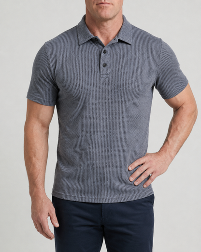 LuxeKnit™ Men’s Ice Silk Mesh Polo Shirt - Gray - Bellkmart
