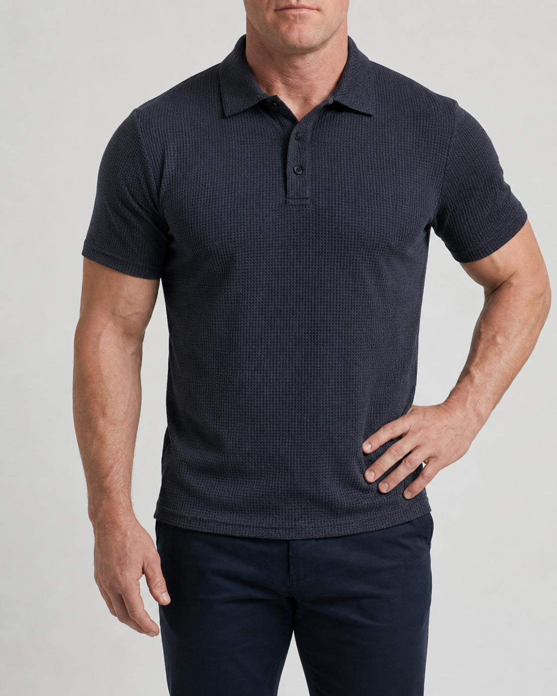 LuxeKnit™ Men’s Ice Silk Mesh Polo Shirt - Dark Gray - Bellkmart
