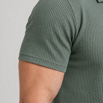 LuxeKnit™ Men’s Ice Silk Mesh Polo Shirt - Light Blue - Bellkmart
