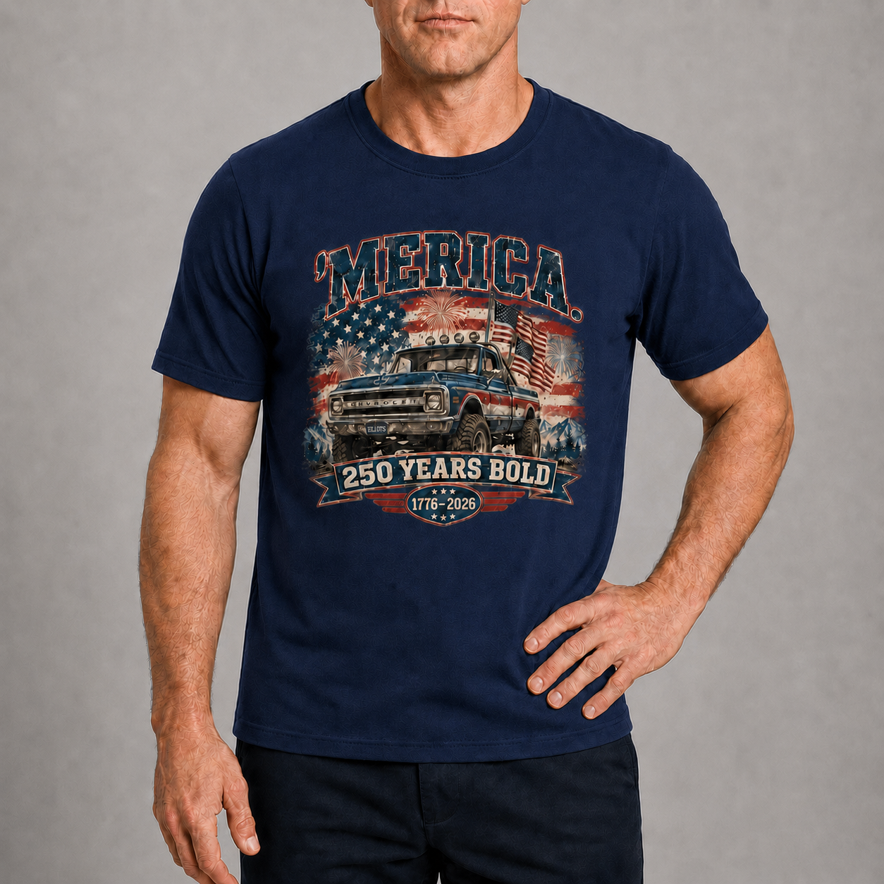 Men’s ’Merica 250 Vintage Pickup Graphic Tee - Bellkmart