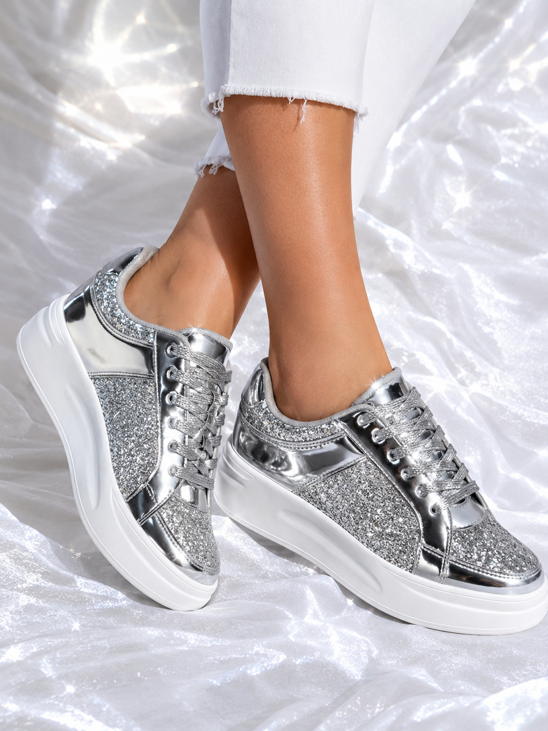 Bellkmart Spark-Step Glitter Sneakers - Bellkmart