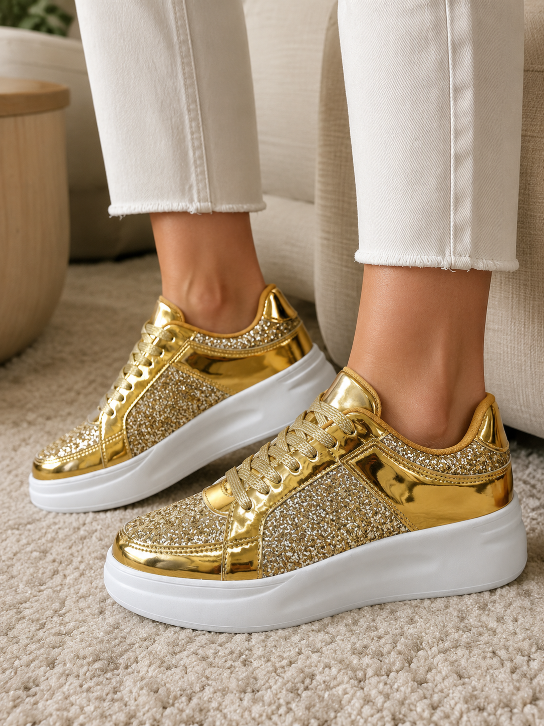 Bellkmart Spark-Step Glitter Sneakers - Bellkmart