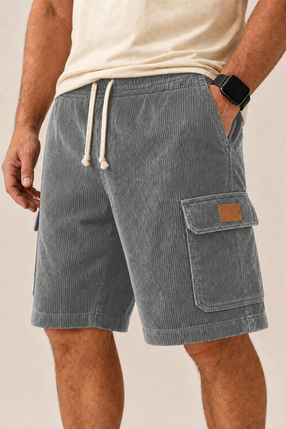Big & Tall Corduroy Cargo Shorts with Elastic Waist - Bellkmart