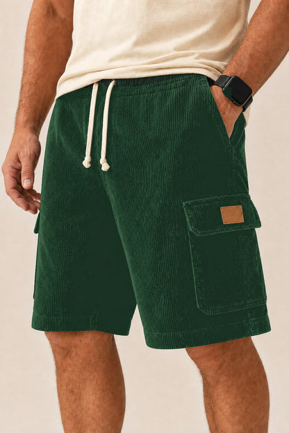 Big & Tall Corduroy Cargo Shorts with Elastic Waist - Bellkmart