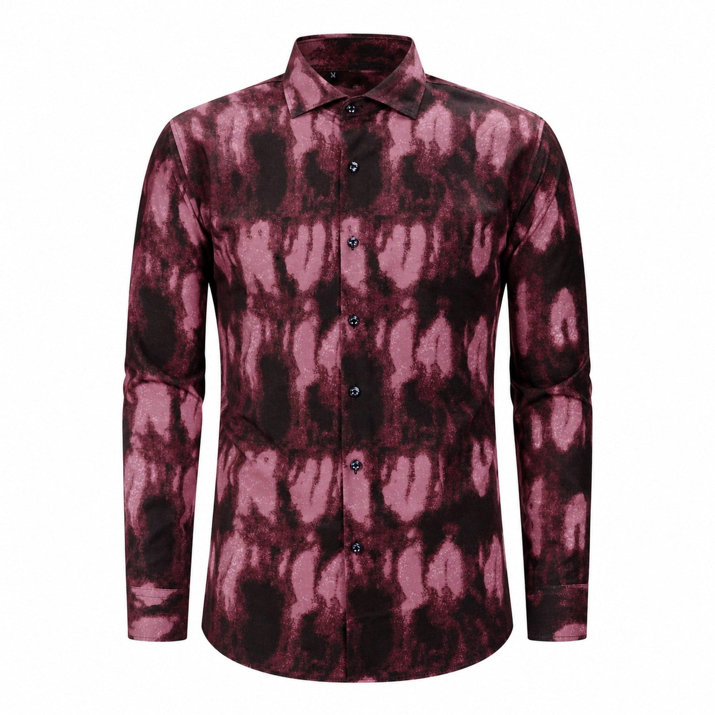 Drift men's abstract print roll-sleeve shirt in Burgundy Ink, view 01