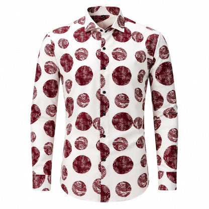 Drift men's abstract print roll-sleeve shirt in Burgundy Pebble, view 01