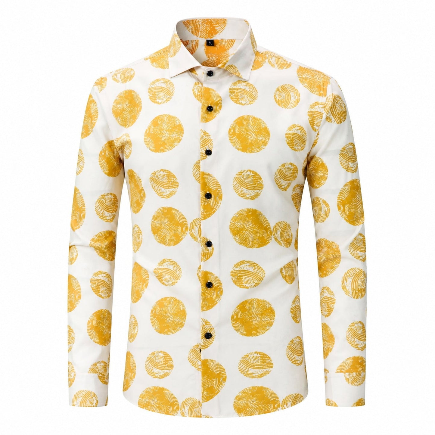 Drift men's abstract print roll-sleeve shirt in Golden Pebble, view 01