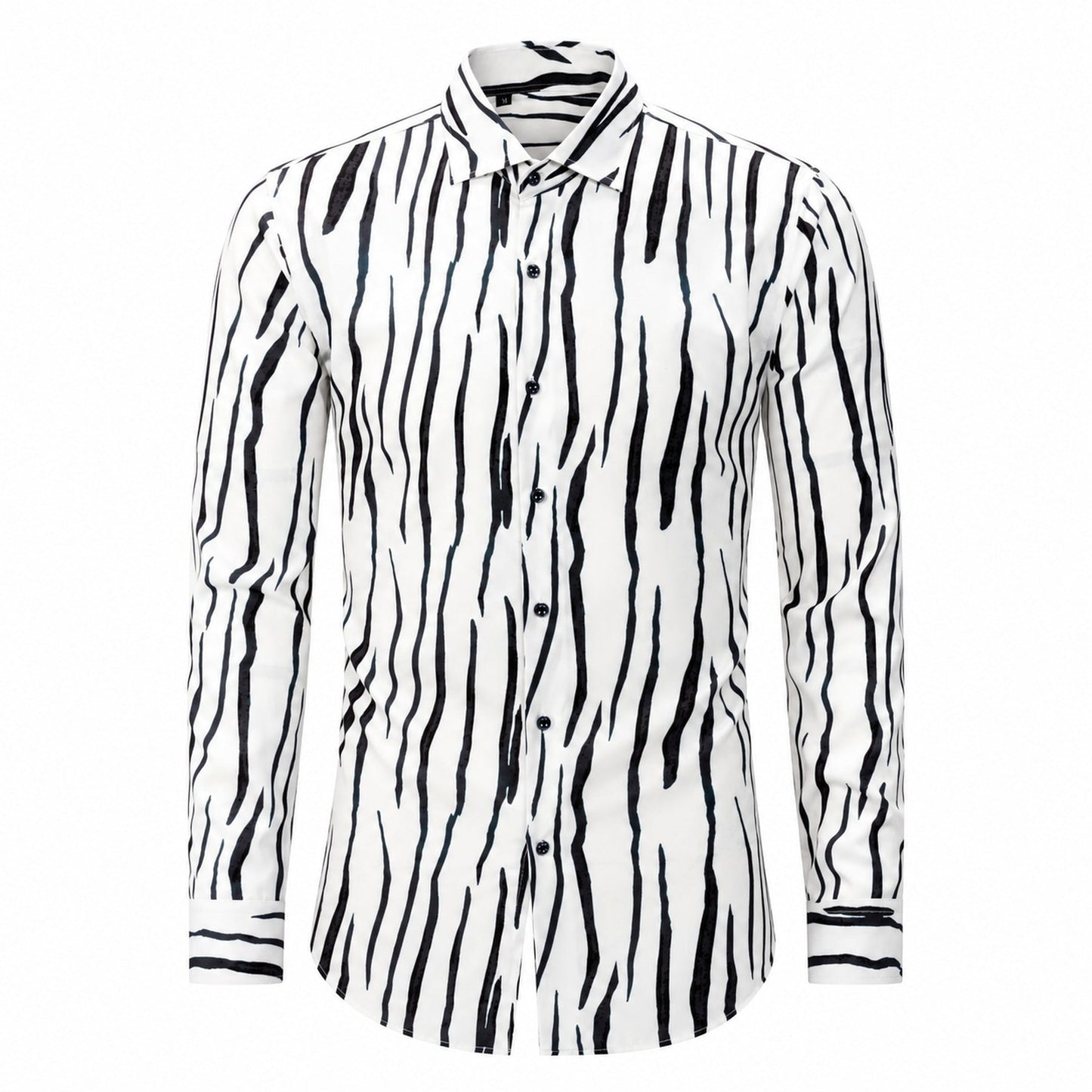 Drift men's abstract print roll-sleeve shirt in Ivory Ripple, view 01