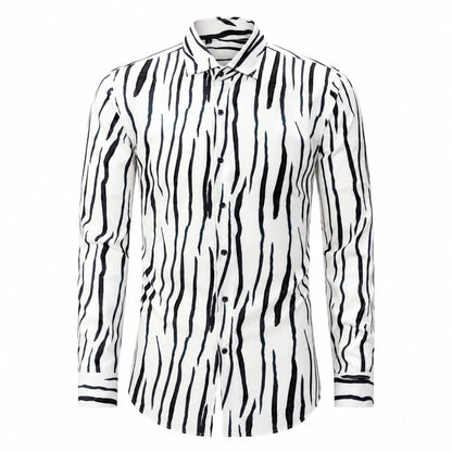 Drift men's abstract print roll-sleeve shirt in Ivory Ripple, view 01