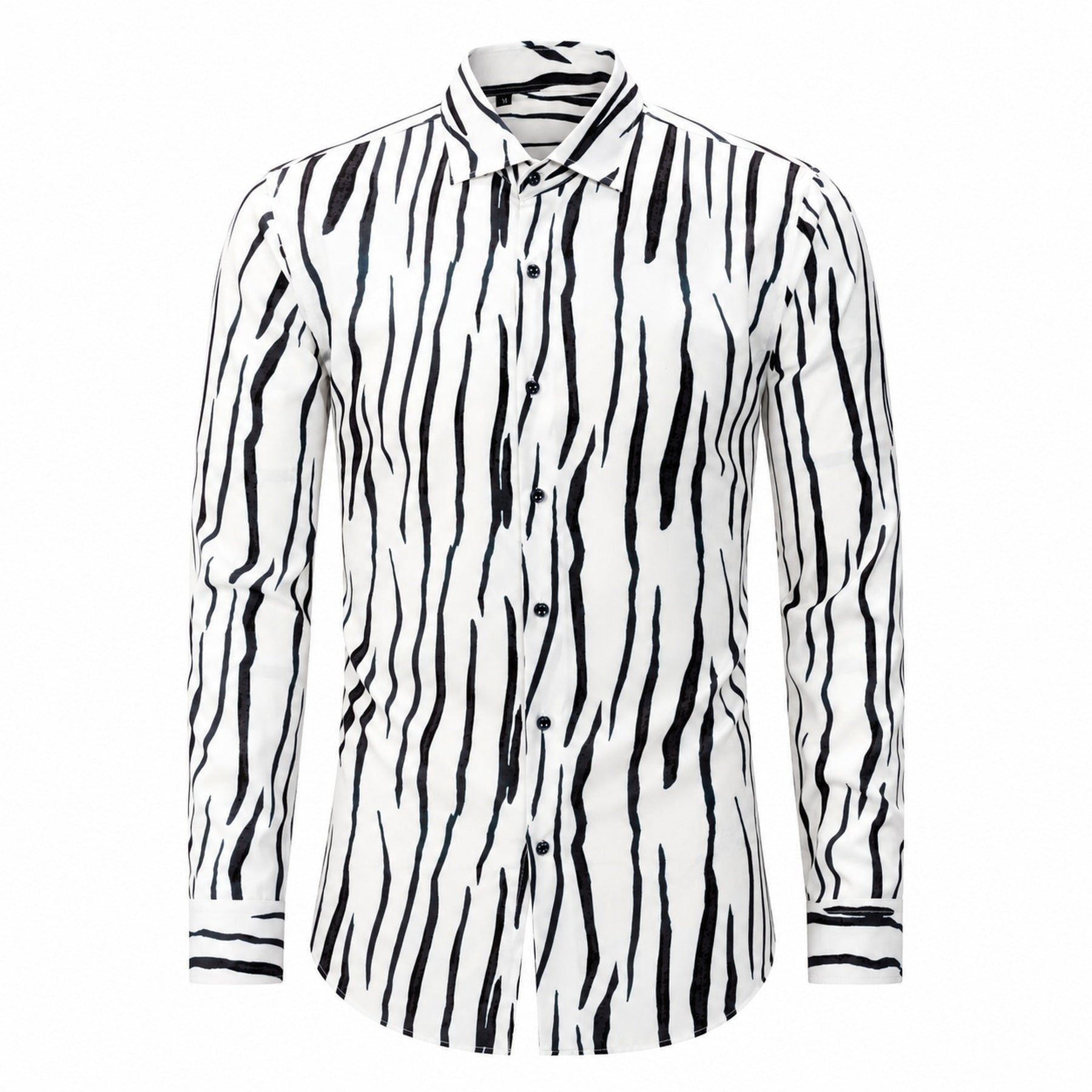 Drift men's abstract print roll-sleeve shirt in Ivory Ripple, view 01
