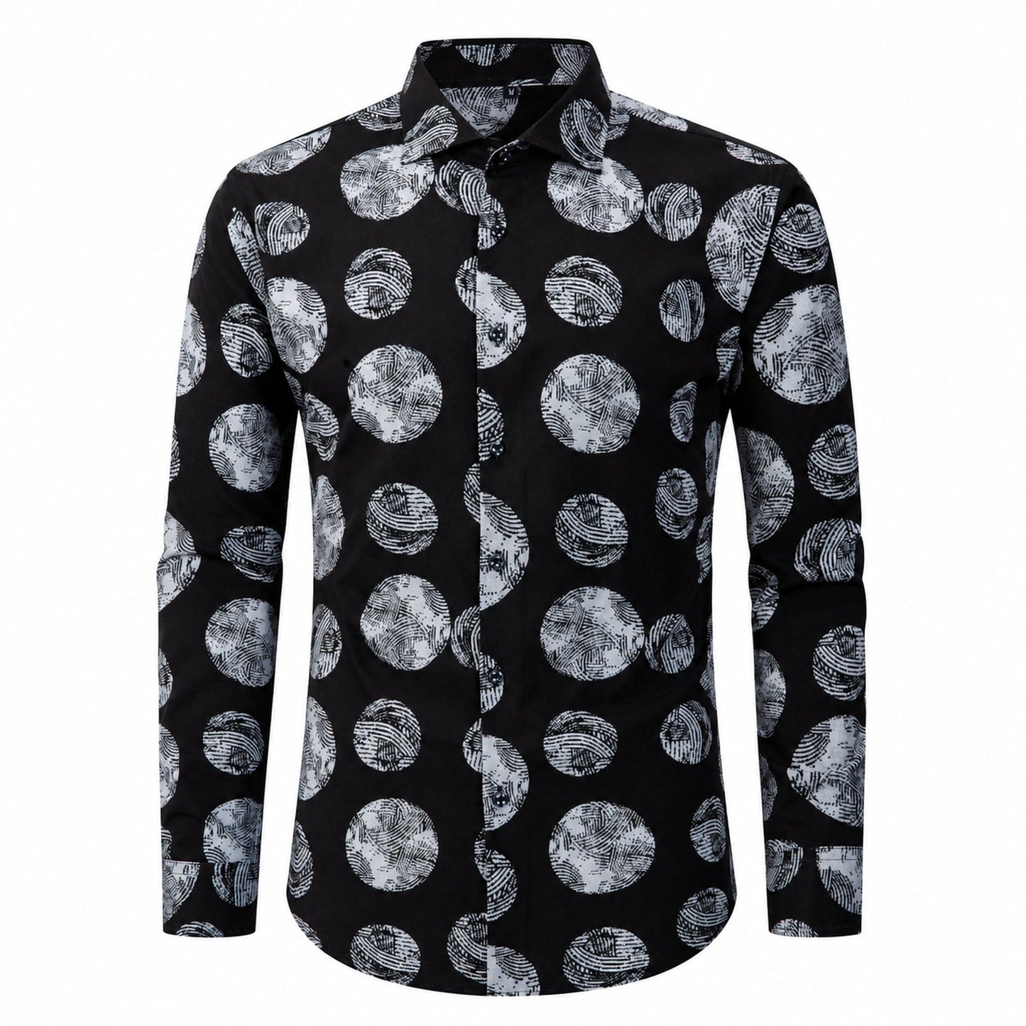 Drift men's abstract print roll-sleeve shirt in Midnight Pebble, view 01