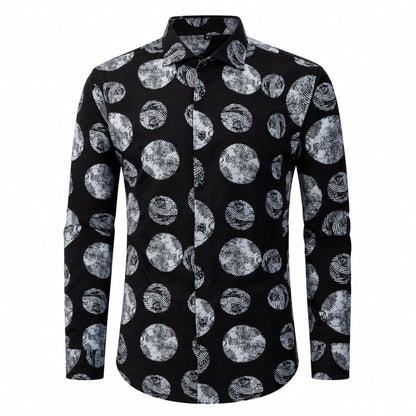 Drift men's abstract print roll-sleeve shirt in Midnight Pebble, view 01