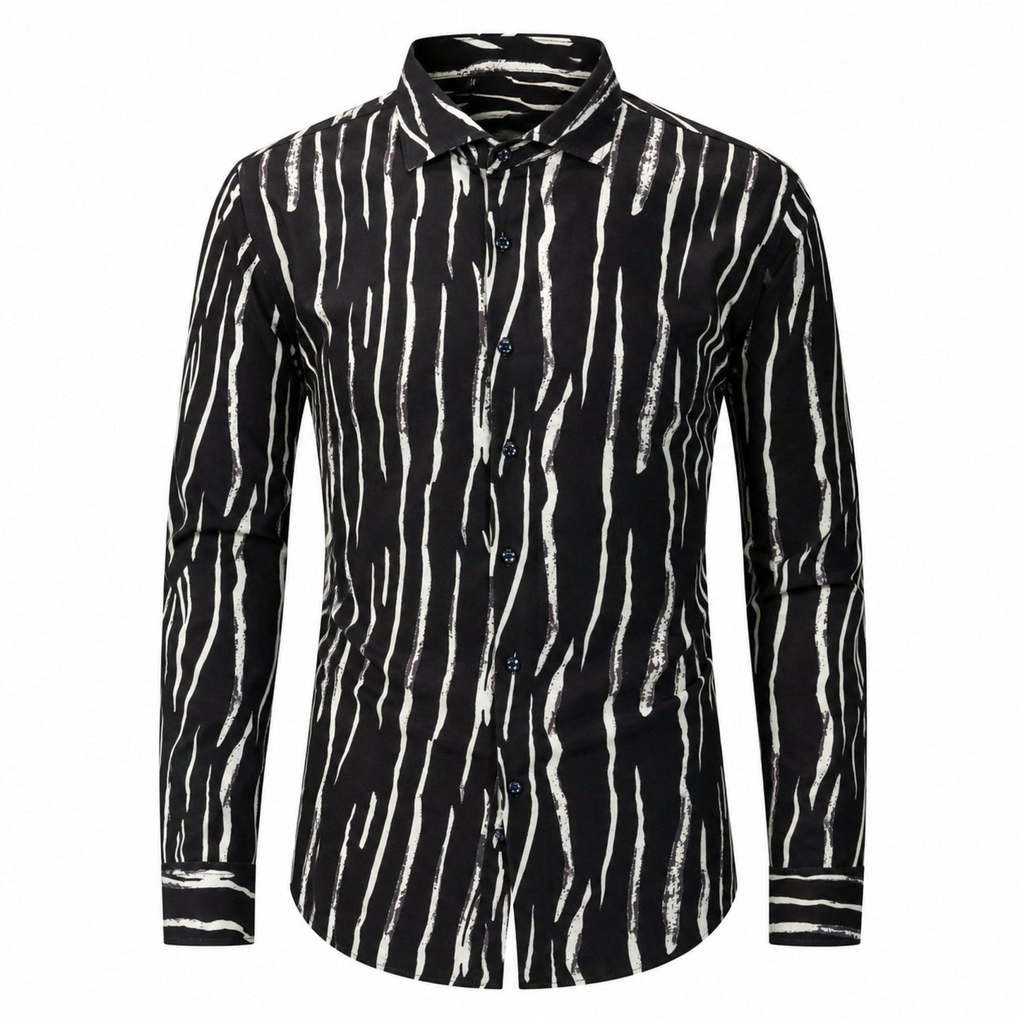 Drift men's abstract print roll-sleeve shirt in Midnight Ripple, view 01