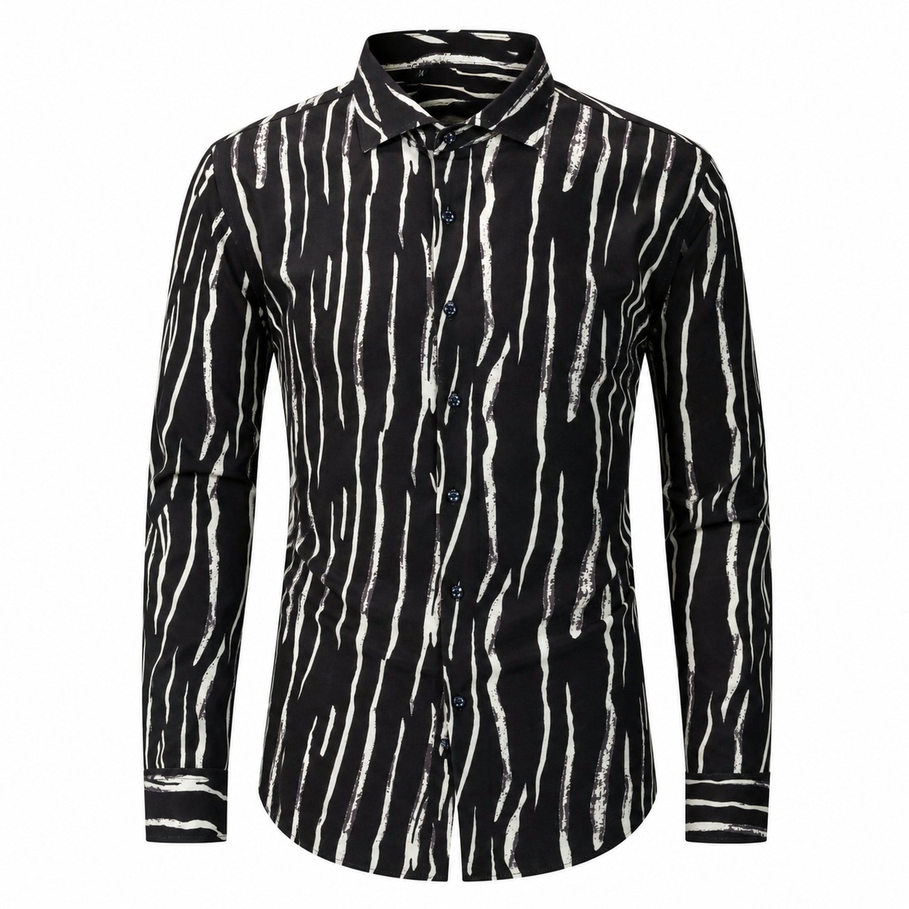 Drift men's abstract print roll-sleeve shirt in Midnight Ripple, view 01