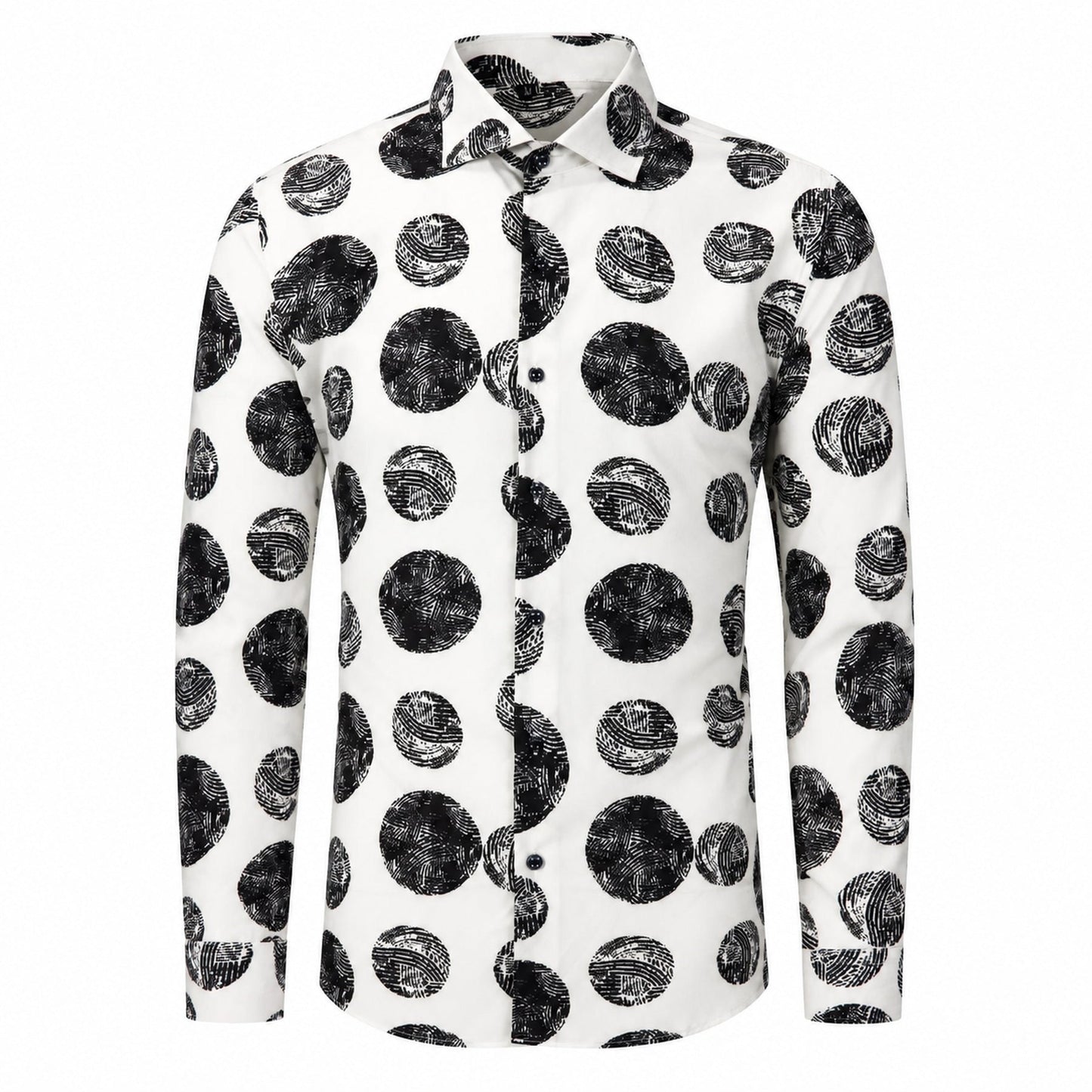 Drift men's abstract print roll-sleeve shirt in Onyx Pebble, view 01