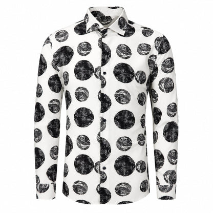 Drift men's abstract print roll-sleeve shirt in Onyx Pebble, view 01