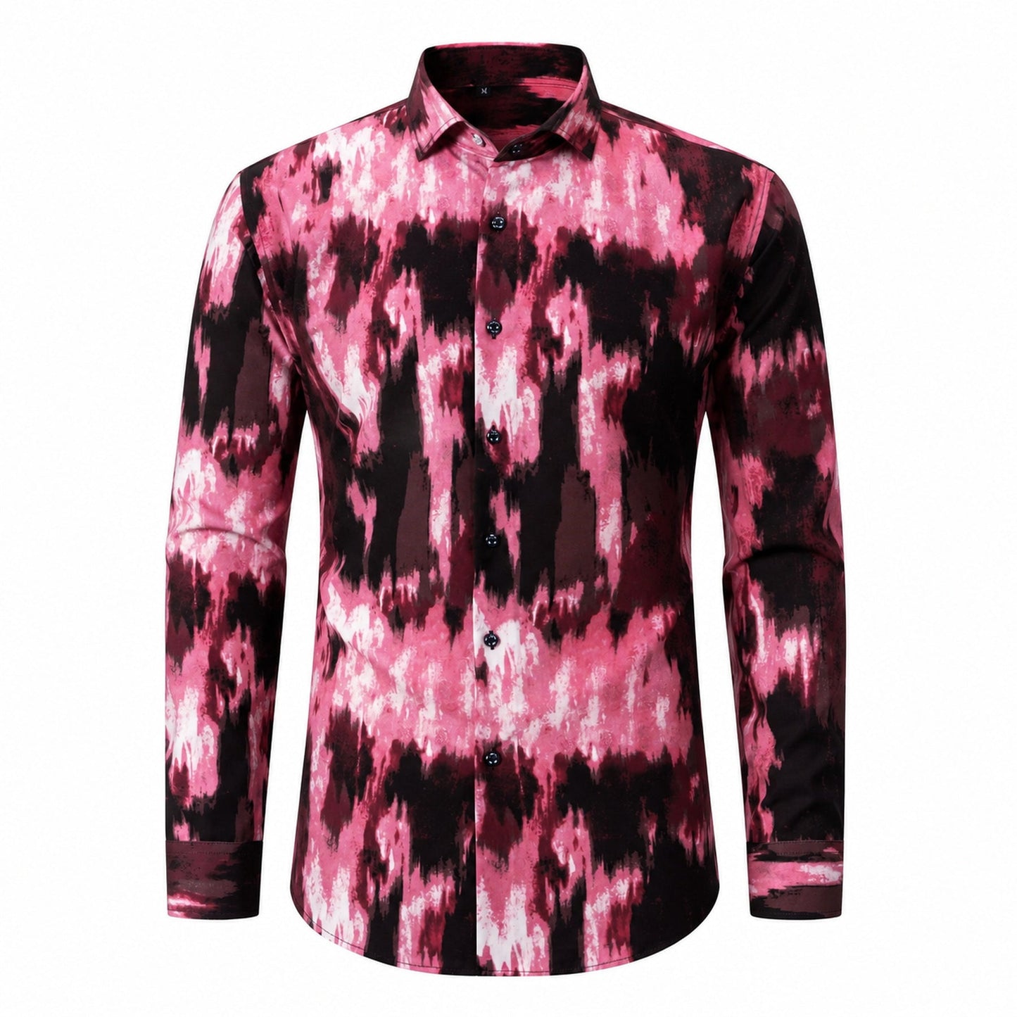 Drift men's abstract print roll-sleeve shirt in Rose Ink, view 01