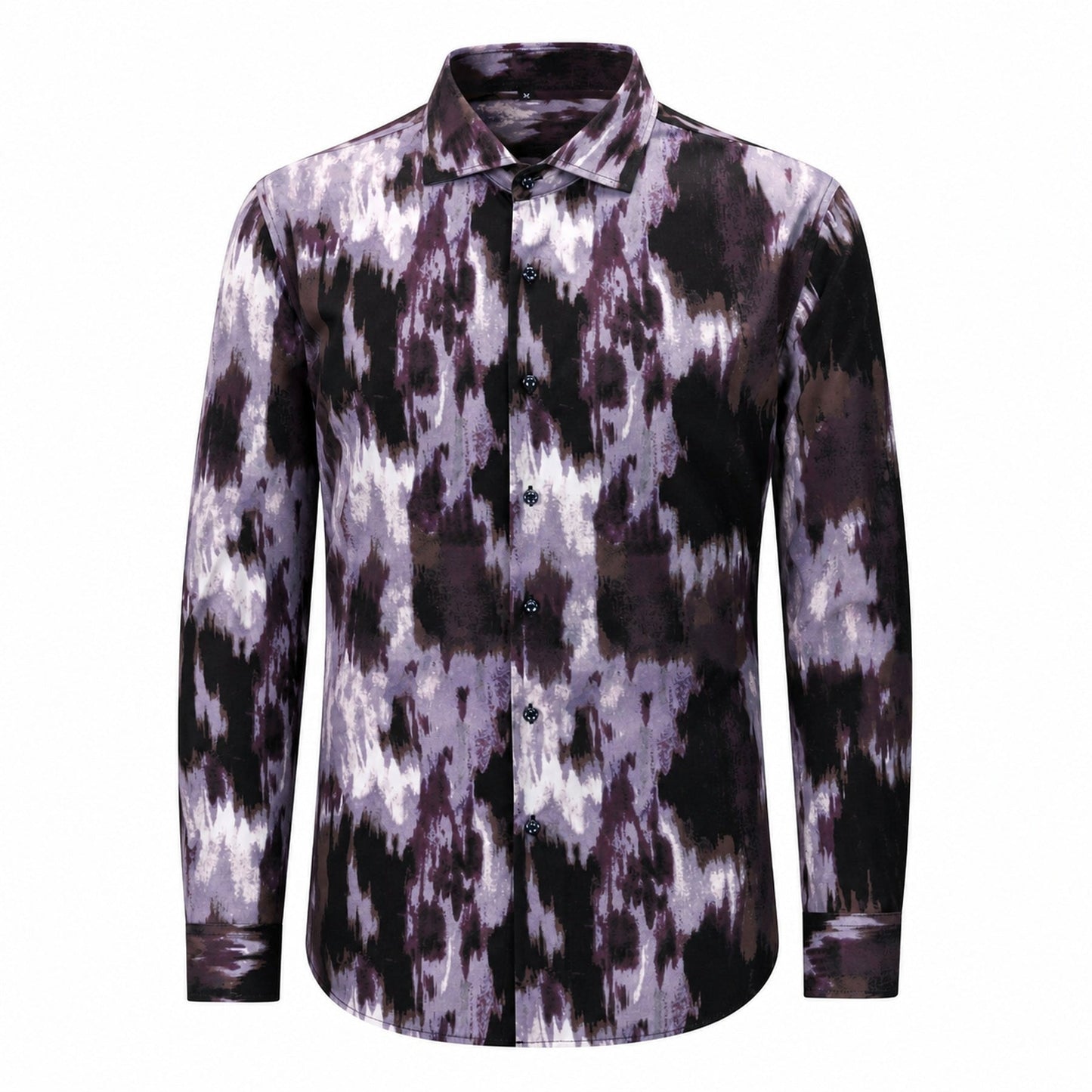 Drift men's abstract print roll-sleeve shirt in Violet Ink, view 01