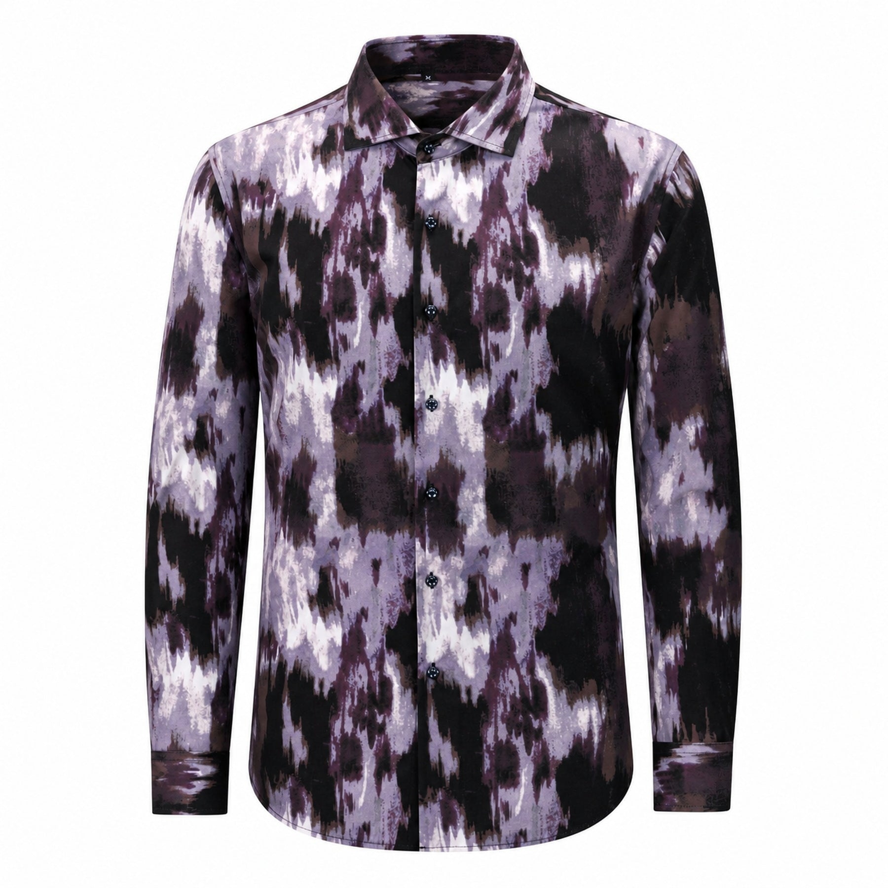 Drift men's abstract print roll-sleeve shirt in Violet Ink, view 01