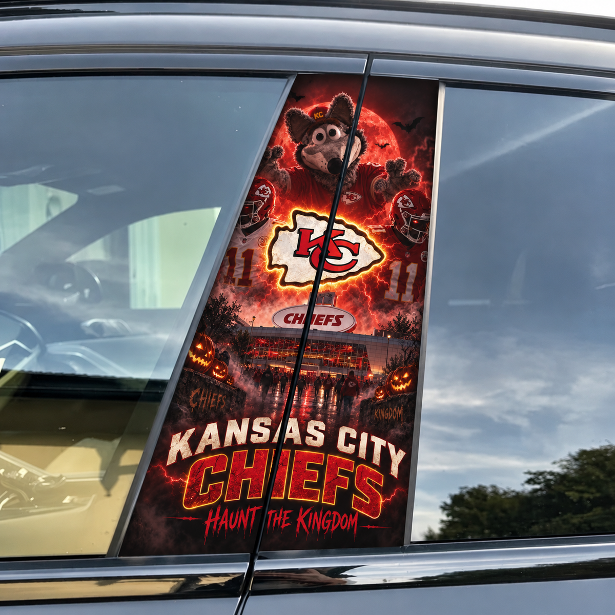 Halloween Kansas City Chiefs Car Pillar Wrap - Universal Fit