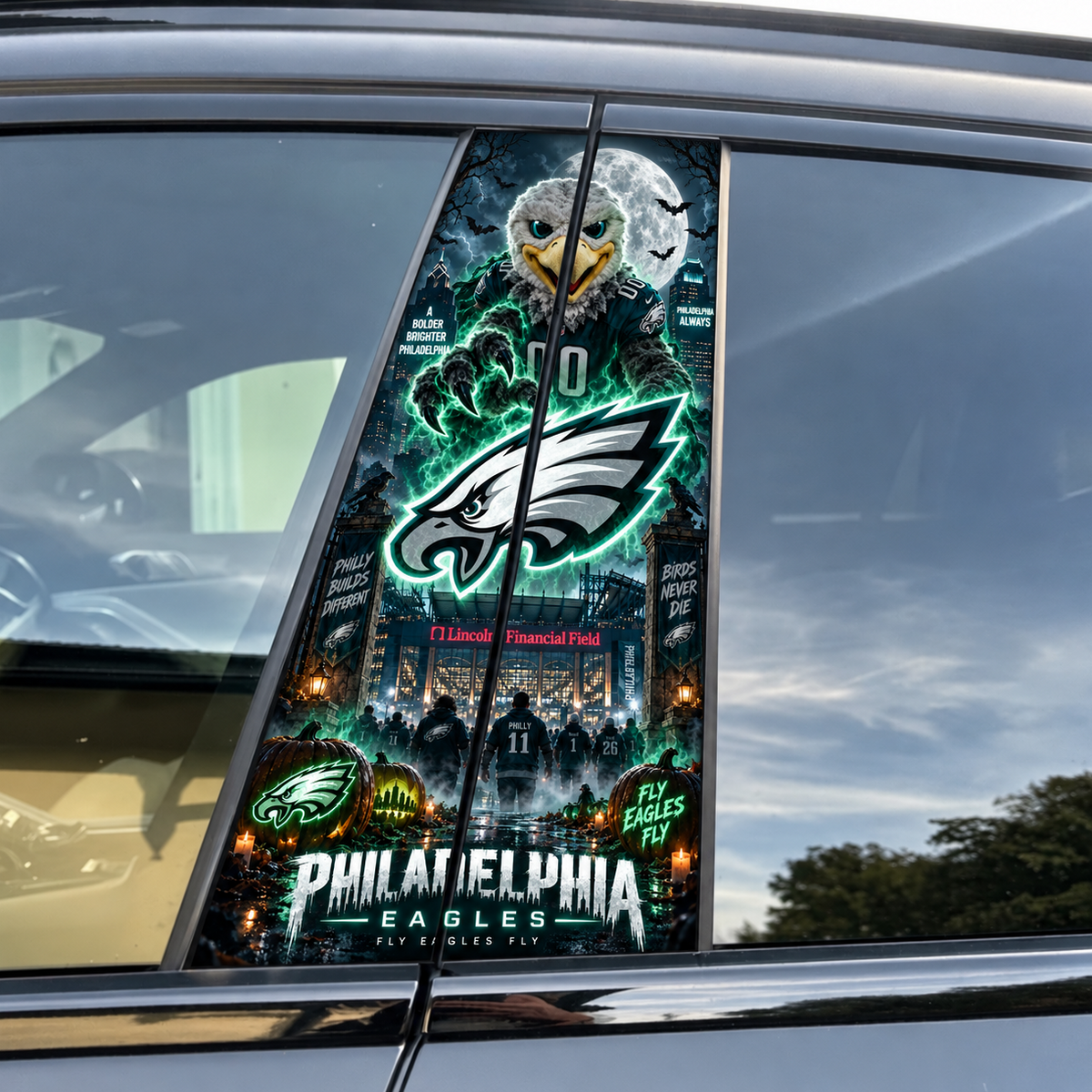 Halloween Philadelphia Eagles Car Pillar Wrap - Universal Fit