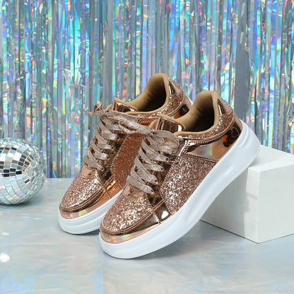 Thick-Soled Sequined Trendy Shoes - Bellkmart