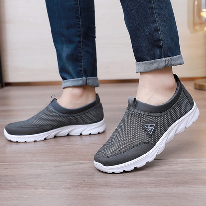 Men's Slip-On Mesh Sneakers with Cushioned Sole and Pull-Tab - Bellkmart