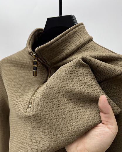 Half-zip Stand Collar Plush Long Sleeve Sweatshirt - Bellkmart