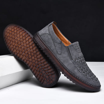 Handmade Casual Men's Breathable Casual Leather Shoes - Bellkmart