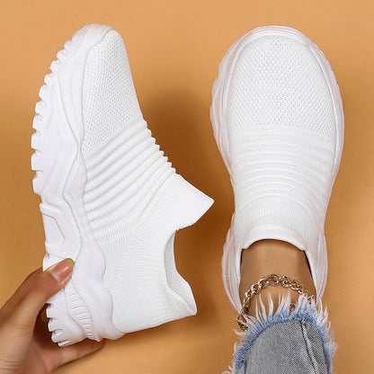 Women's Breathable Mesh Sock Shoes Knit Soft Bottom Sports Running Shoes - Bellkmart