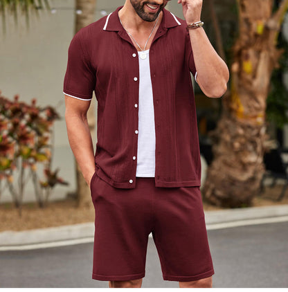 Men's Business Casual Sweater Two-piece Set Cool Silk Knitted Sets - Bellkmart