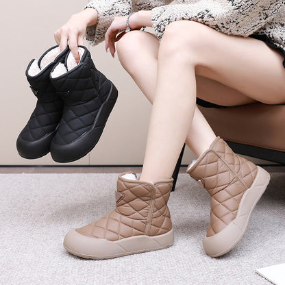 Women's Thick-Soled Fleece Waterproof Warm Snow Boots - Bellkmart