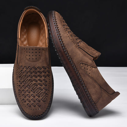 Handmade Casual Men's Breathable Casual Leather Shoes - Bellkmart