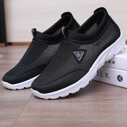 Men's Slip-On Mesh Sneakers with Cushioned Sole and Pull-Tab - Bellkmart