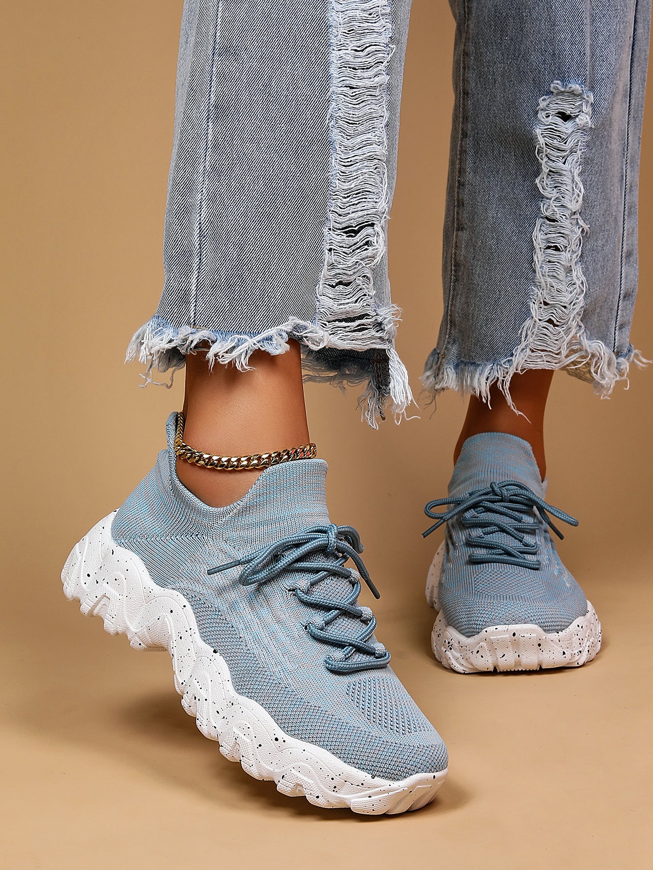 Women's Breathable Knit Chunky Fashion Orthopedic Sneakers - Bellkmart