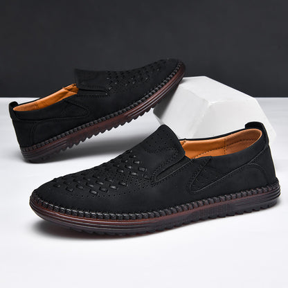 Handmade Casual Men's Breathable Casual Leather Shoes - Bellkmart