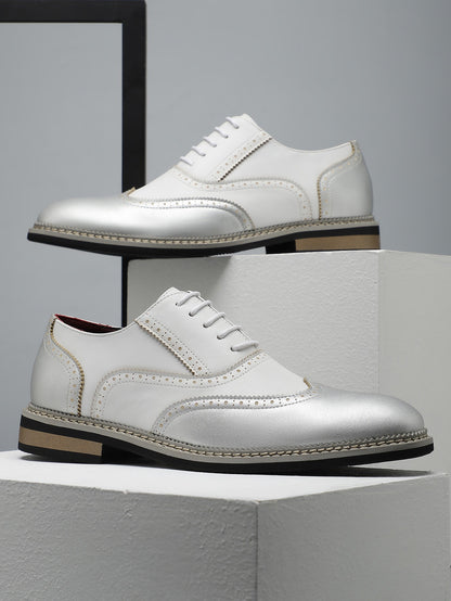 Brogue Carved Color Matching Leather Shoes - Bellkmart