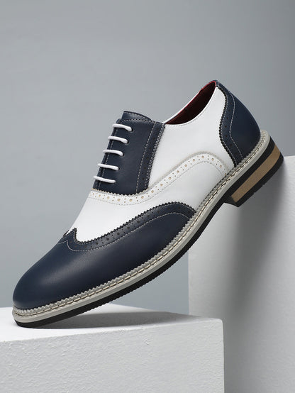 Brogue Carved Color Matching Leather Shoes - Bellkmart