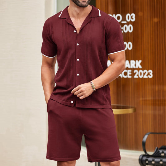 Men's Business Casual Sweater Two-piece Set Cool Silk Knitted Sets