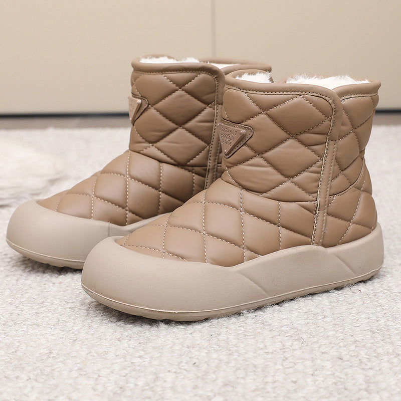 Women's Thick-Soled Fleece Waterproof Warm Snow Boots - Bellkmart