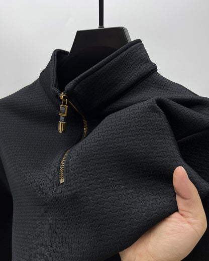 Half-zip Stand Collar Plush Long Sleeve Sweatshirt - Bellkmart