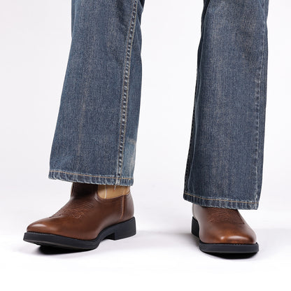 Classic Embroidered Vintage Wide Toe Western Cowboy Boots - Bellkmart