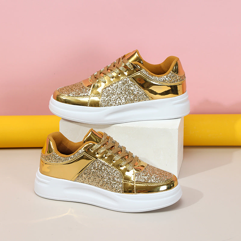 Thick-Soled Sequined Trendy Shoes - Bellkmart