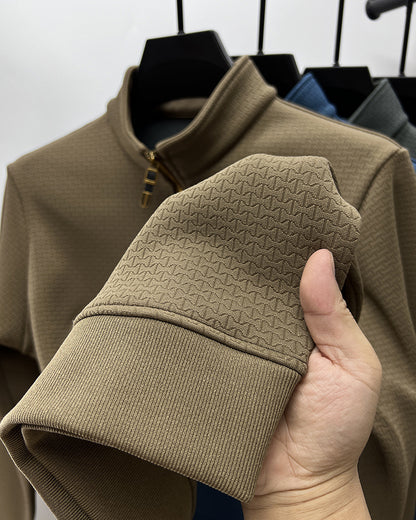 Half-zip Stand Collar Plush Long Sleeve Sweatshirt - Bellkmart