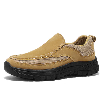 Men's Slip-On Suede Loafers with Mesh Upper and Textured Sole - Bellkmart
